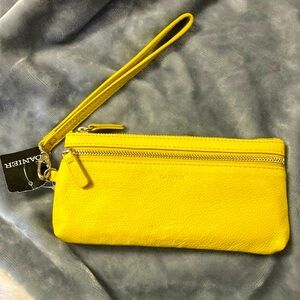 Danier Halley Leather Wristlet Wallet/Cardholder Yellow